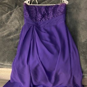 Long strapless bridesmaid dress